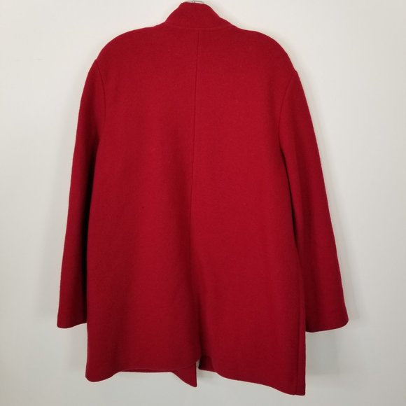 Geiger Collections 42 Red Long Button Front Wool Coat - Picture 7 of 10